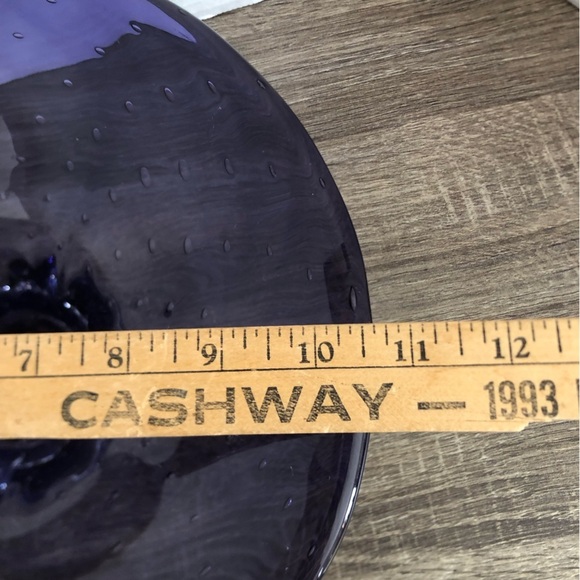 Handblown Purple Art Glass Bowl with Controlled Bubbles - Picture 11 of 16